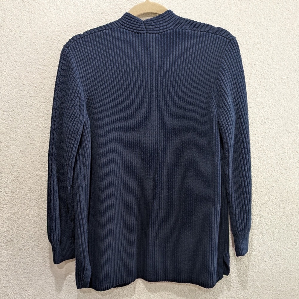 Madewell Womens Nolan Cardigan S Navy Ribbed Open Front Pockets Cotton Classic - Picture 2 of 9
